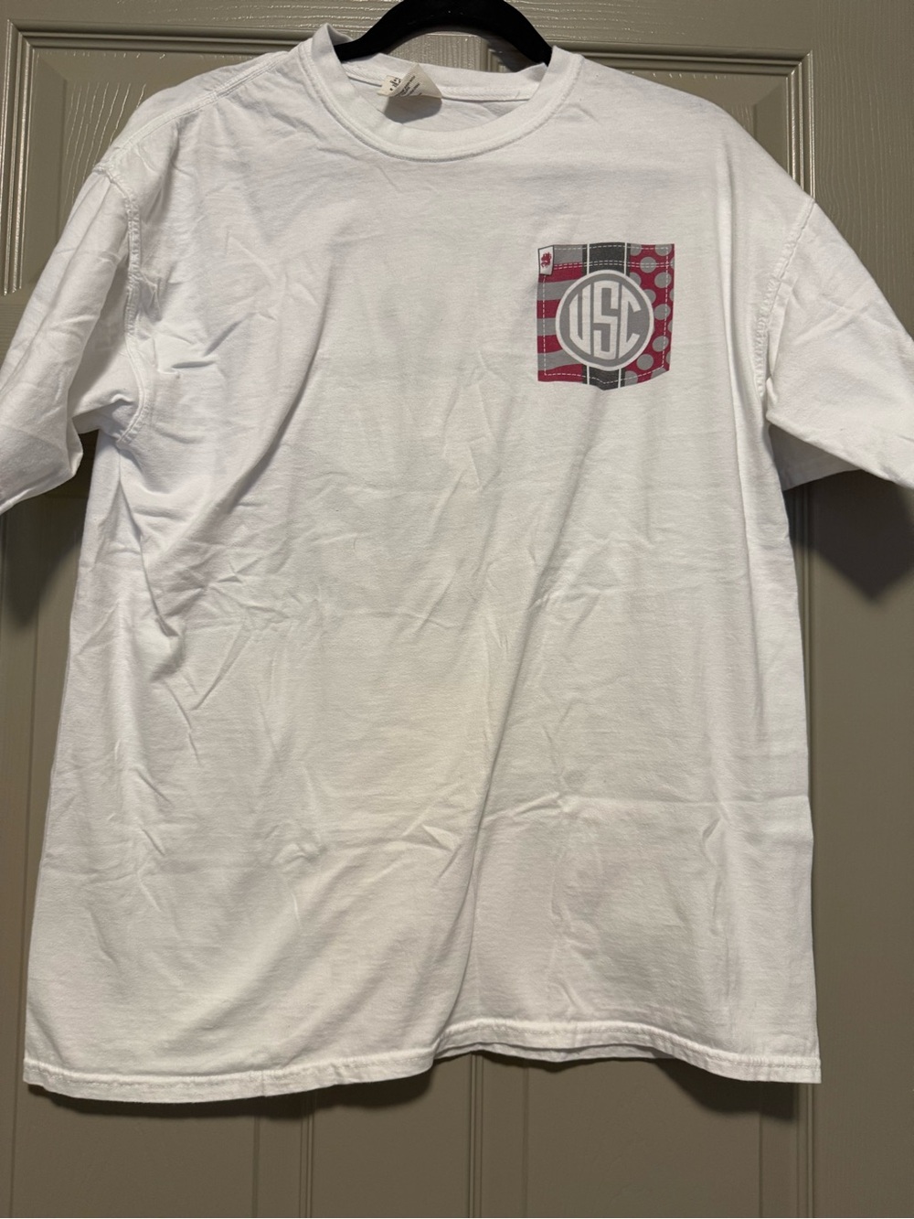 Comfort Colors White Short-Sleeve Tee with Red Pocket Graphic